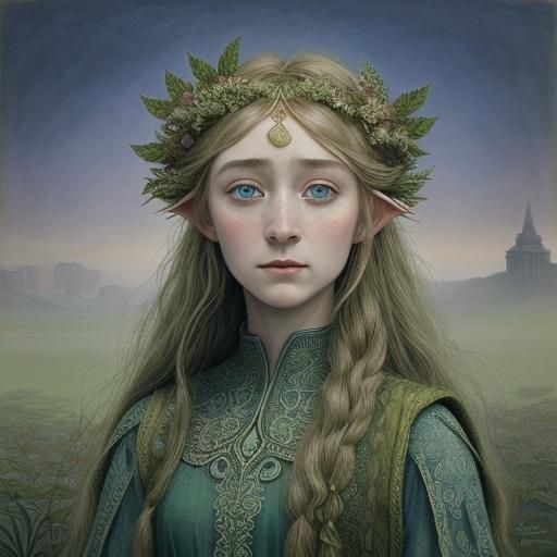 Fantasy Elf in Ancient Greek Dress, Fantasy Realism