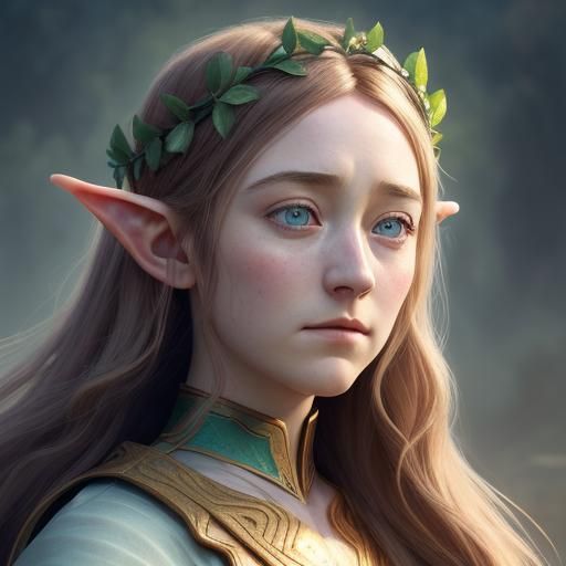 Ethereal Saoirse Ronan as Elf in Ancient Greek Style, Whimsi...