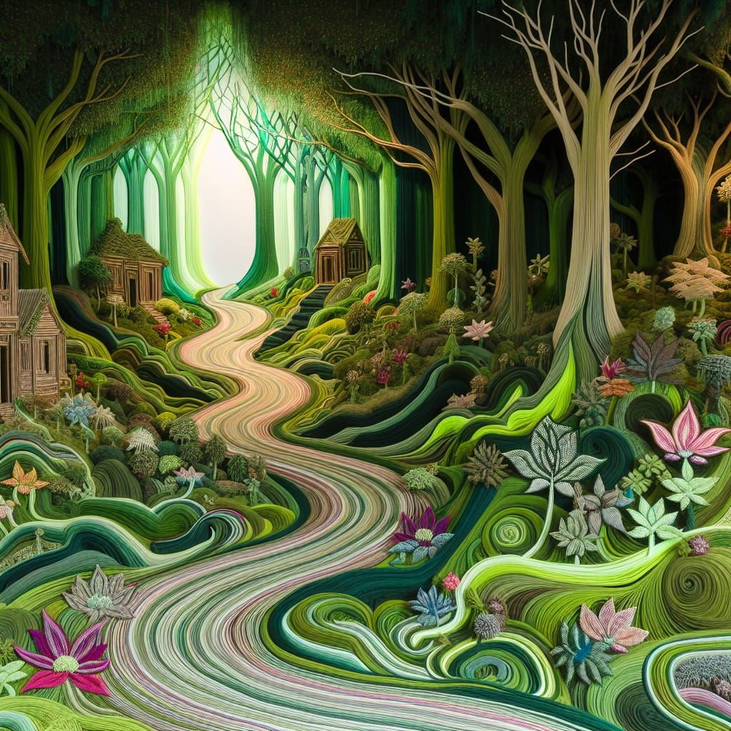 Magical Forest Woven from Colored Threads
