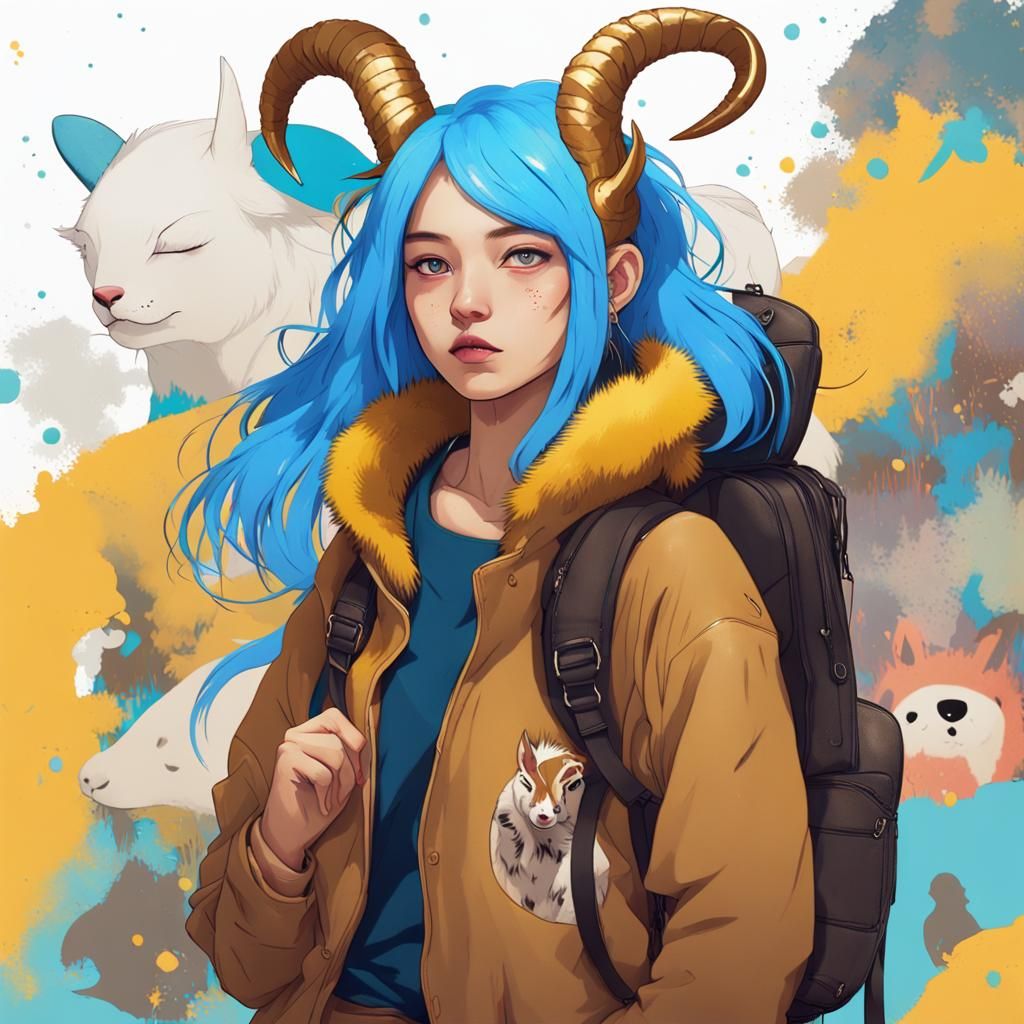 Korean Woman with Horns on Airship Deck