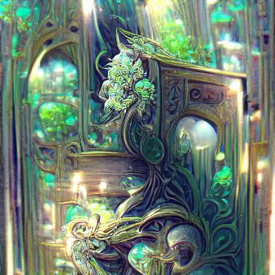 Magical Green Object in Glass Safe