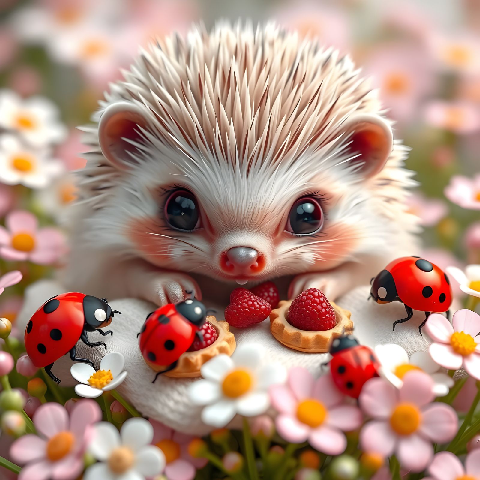 Whimsical Pastel Hedgehog Picnic