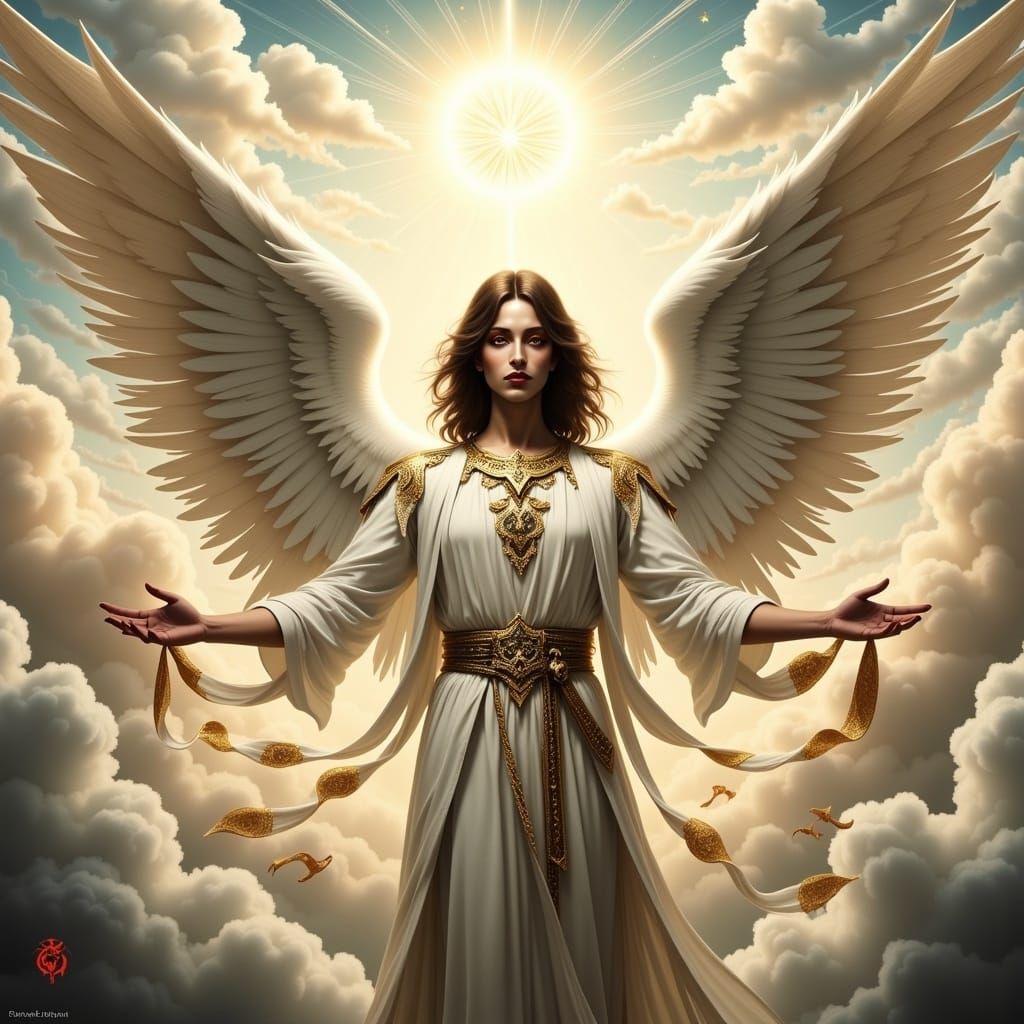 Majestic Male Angel in Pre-Raphaelite Style