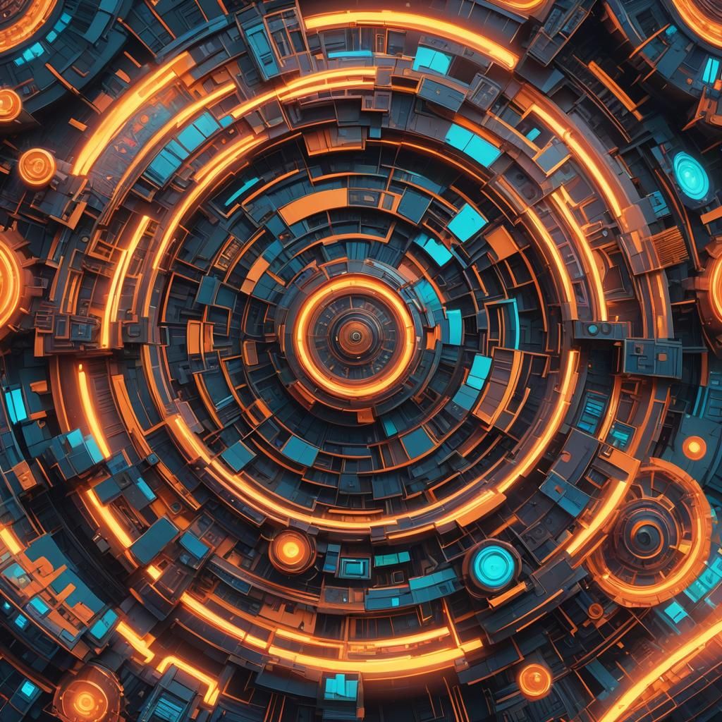 Vibrant Kaleidoscope of Fractal Shapes: Digital Matte Painti...