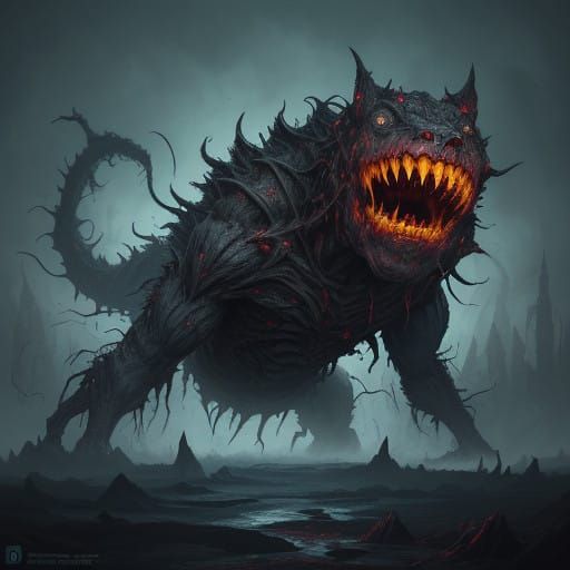 Ghastly Humanoid Horror in Dark, Fantastical Realism