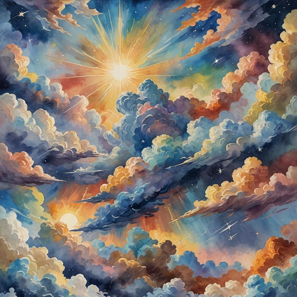 Heavens Declare God's Glory: an Impressionist Gouache Painti...