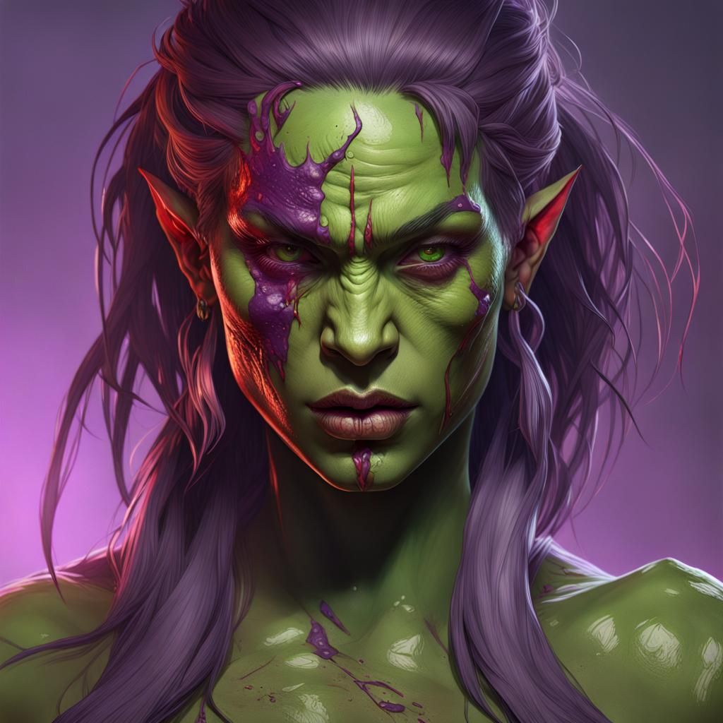 Terrifyingly Beautiful Orc Woman Portrait in 8K