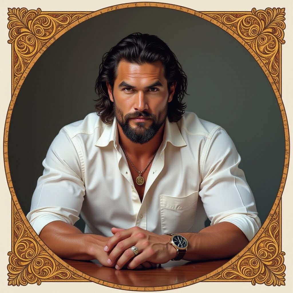 Handsome Man Portrait in Art Nouveau Style