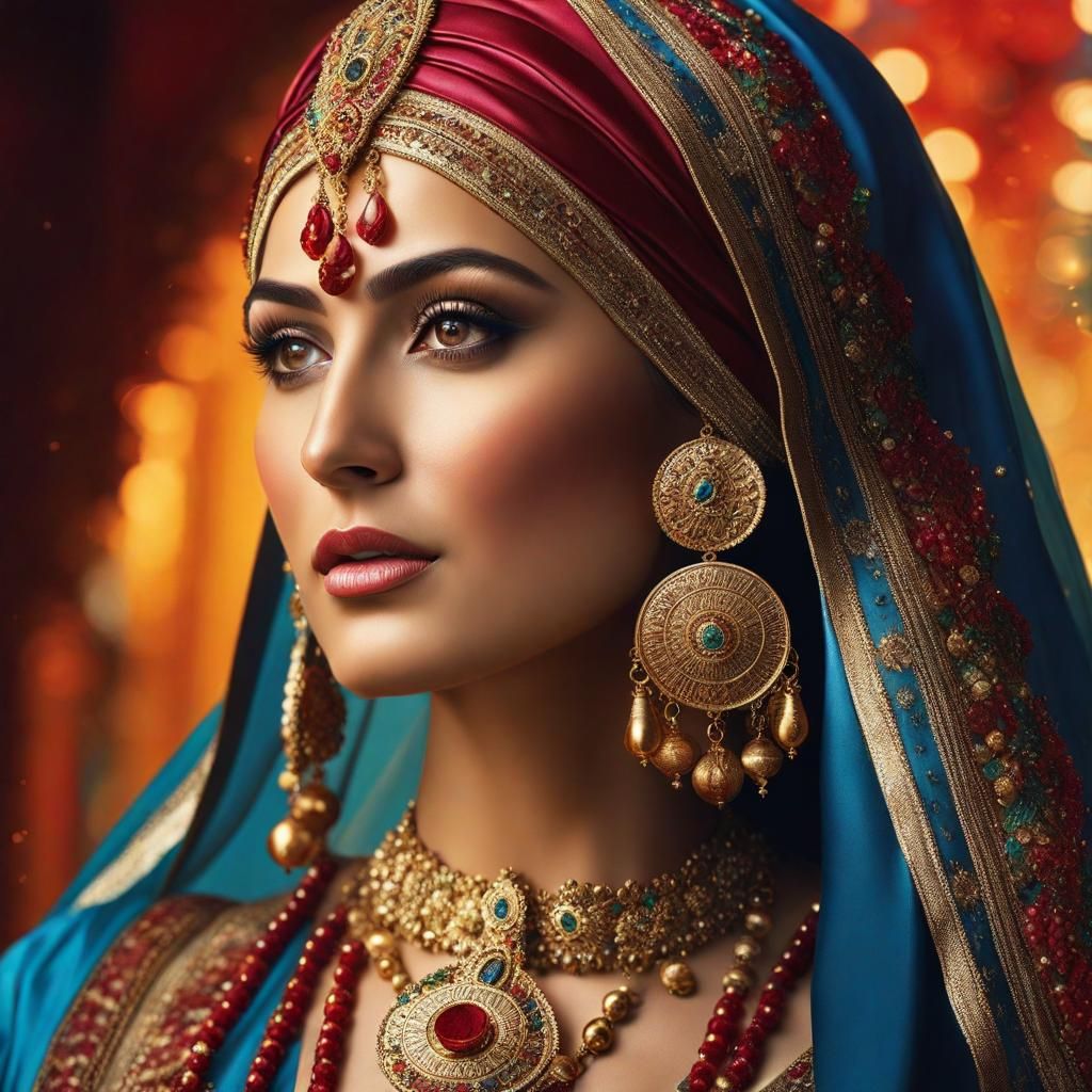 Hyperrealistic Turkish Bride in Traditional Dress