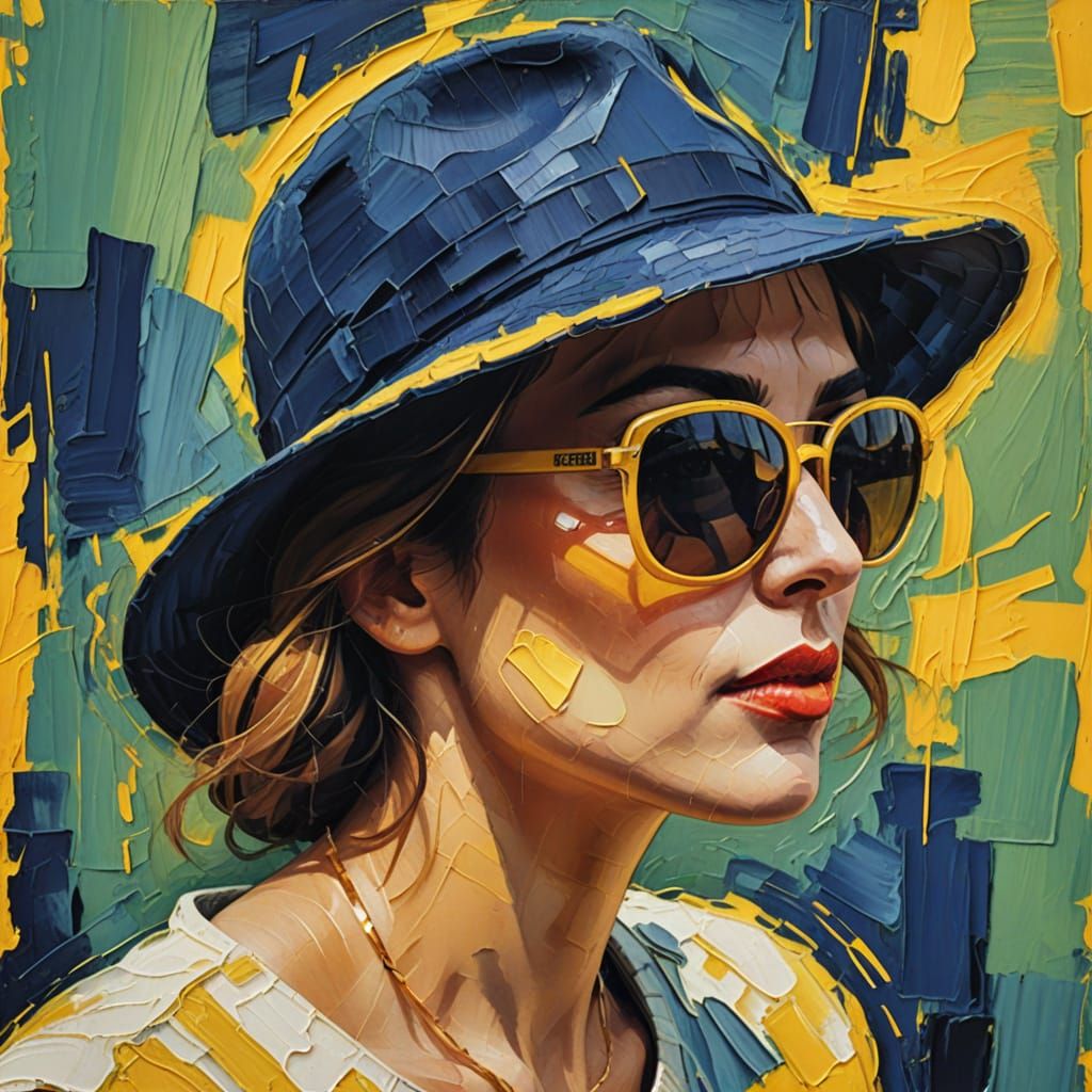 Expressionist Woman in Yellow Hat: Fauvist Portrait