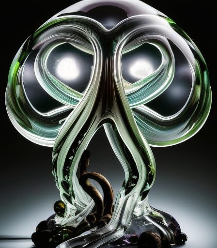 Cthulhu in Obsidian Crystal: Hyperrealistic Glass Photograph