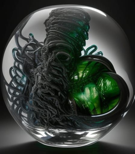 Cthulhu in Obsidian Crystal: Hyperrealistic Art Photography