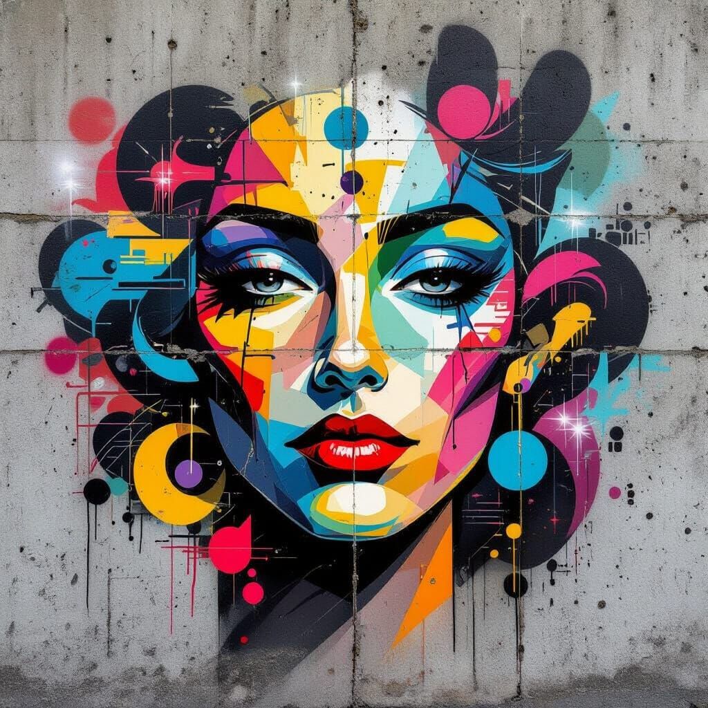 Airbrush Art on Concrete Wall in Urban Style