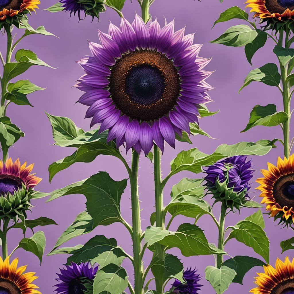 Giant Purple Sunflower, AI Interpretation