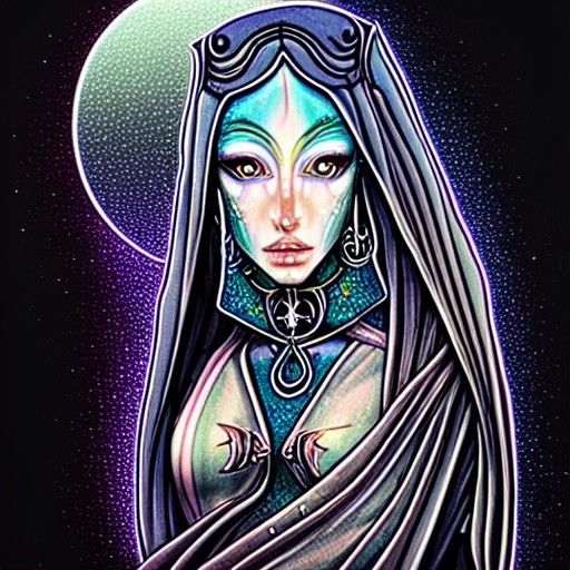 Moonlight Elf in Astral Cosmic Illustration