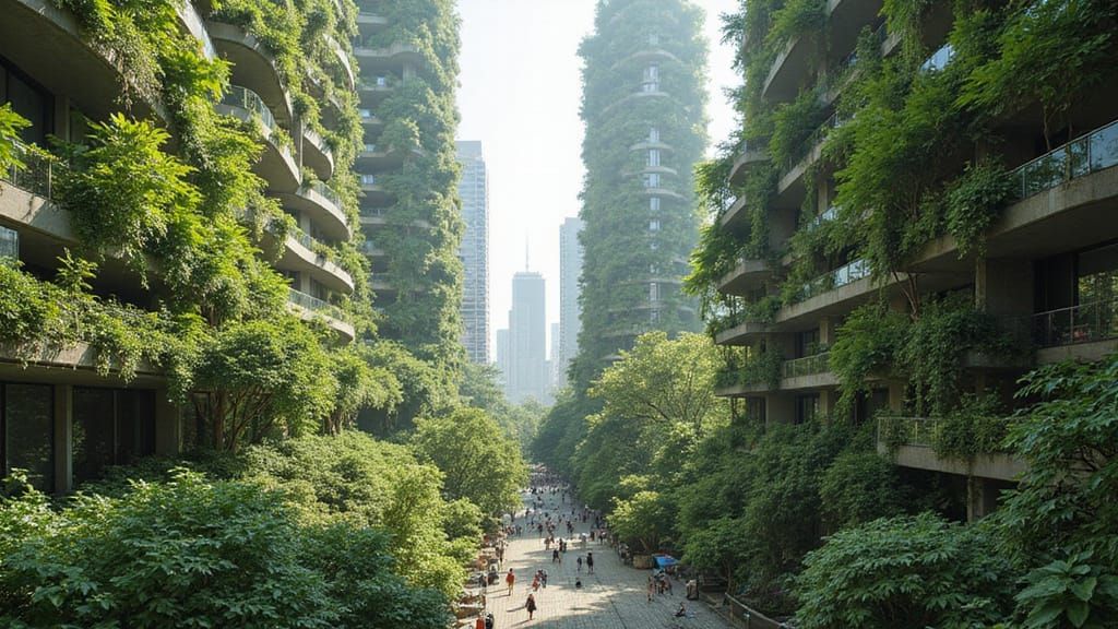 Surreal Solarpunk Metropolis Rises with Nature