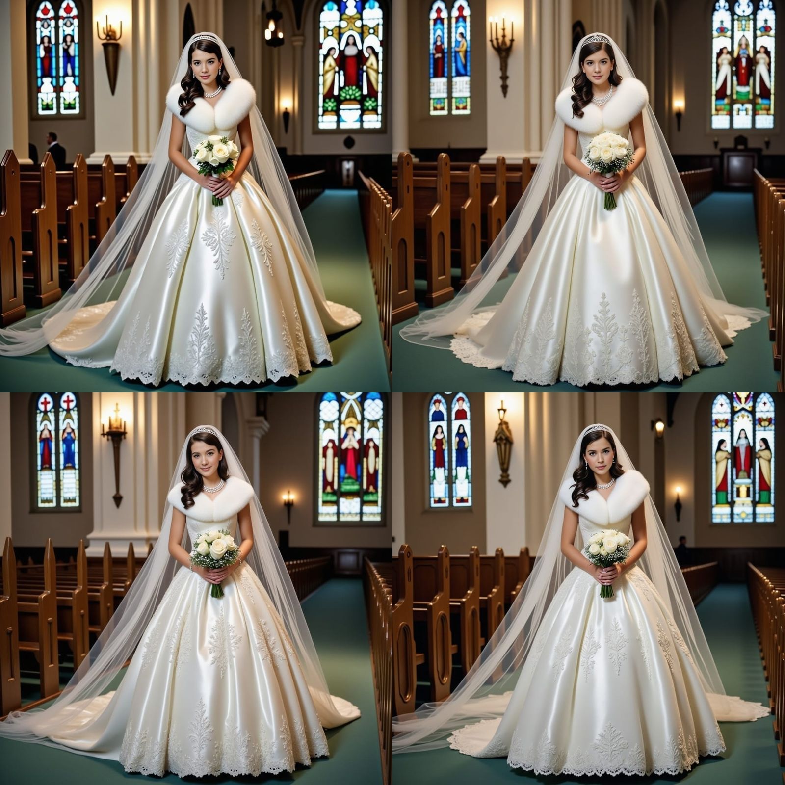 Ethereal Bride in White Satin Gown