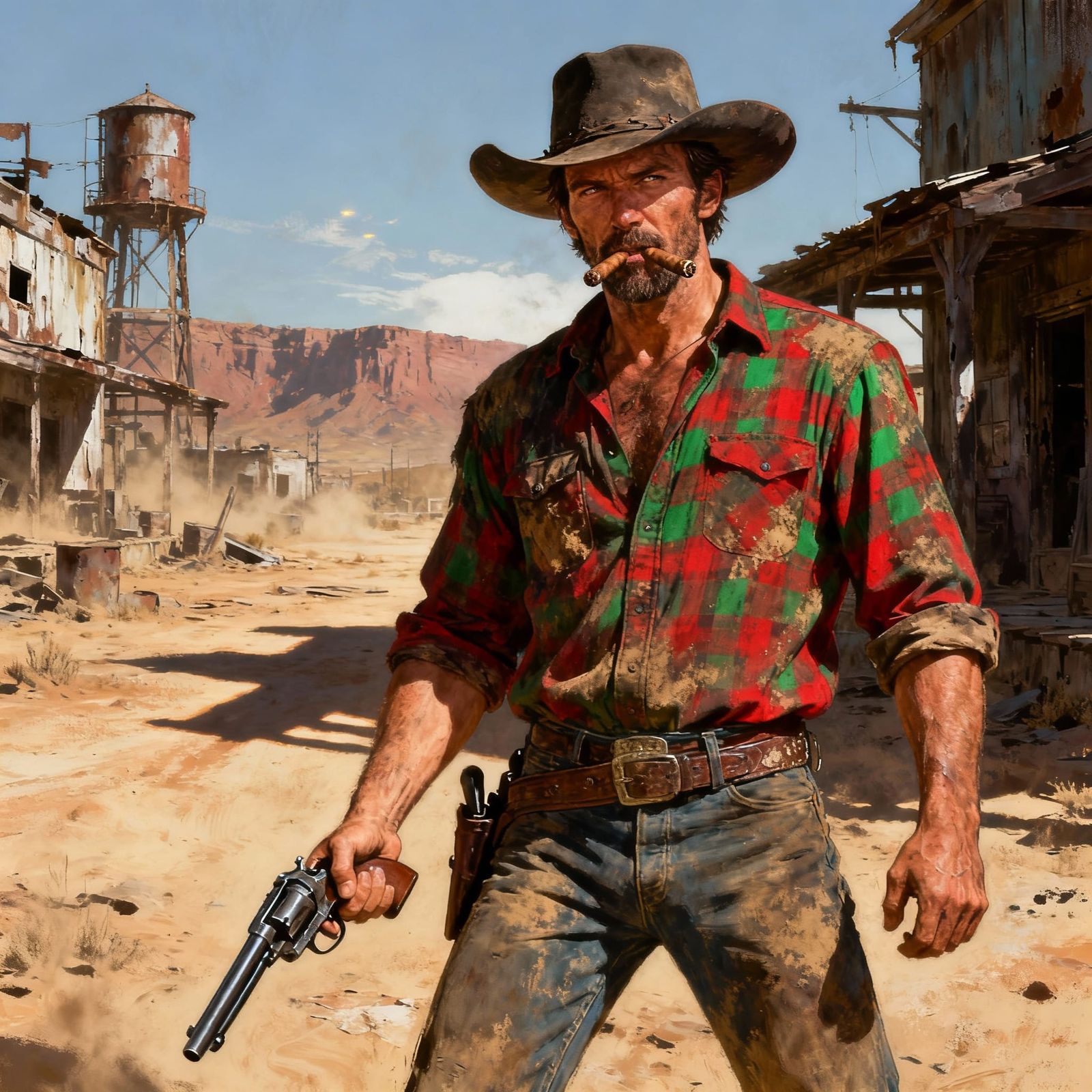 Post-Apocalyptic Cowboy in Gritty Spaghetti Western Style