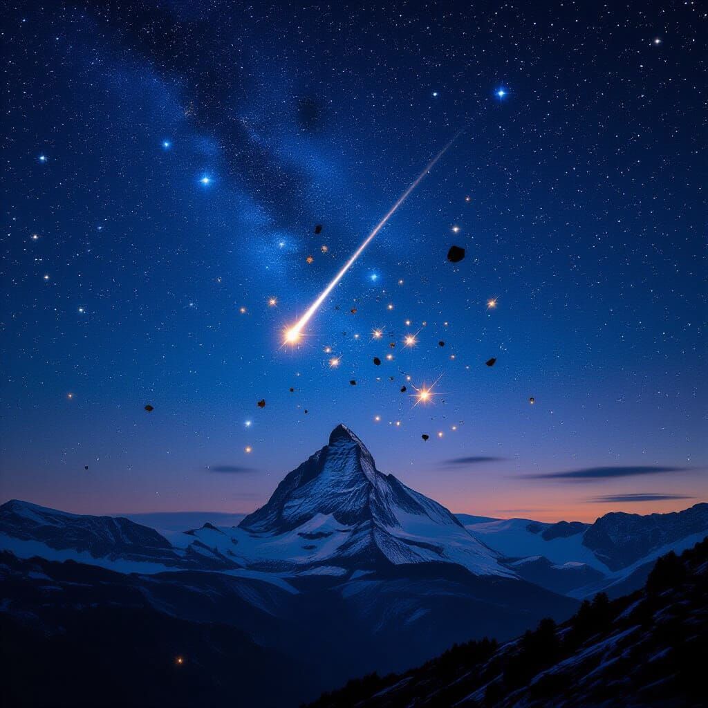 Night Sky View of a Shooting Star