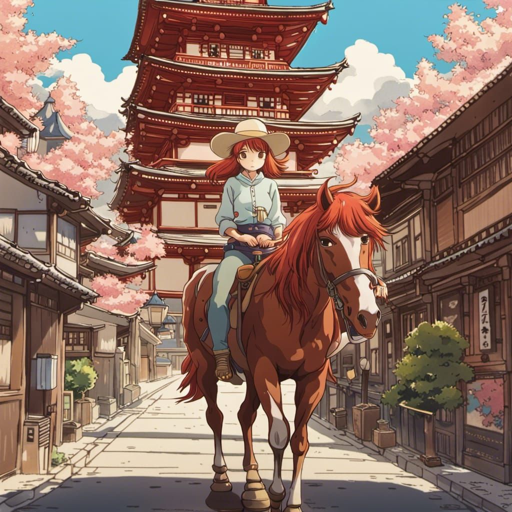 Redhead Cowgirl in Kyoto: Studio Ghibli Anime