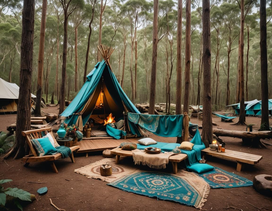 Elegant Bohemian Campsite with Vintage Analog Photography