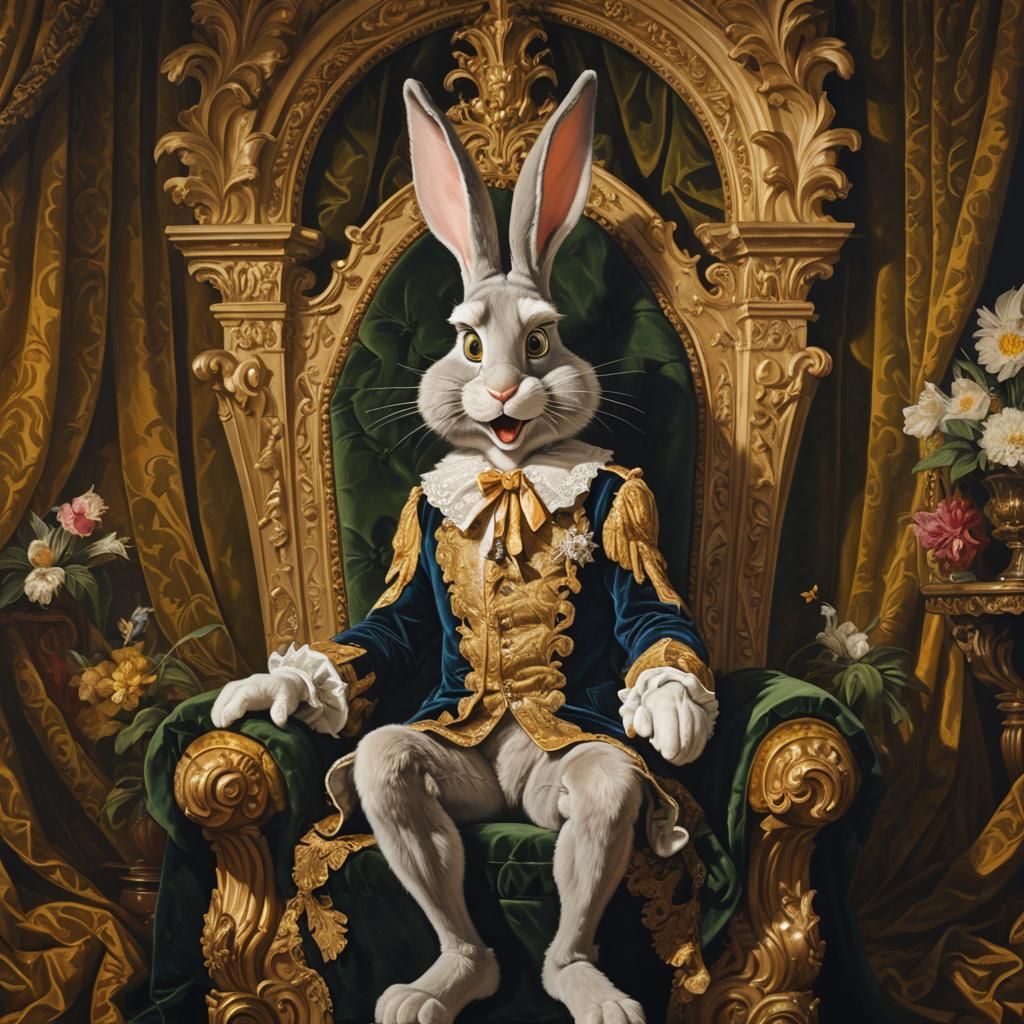 Baroque Bugs Bunny, Luxuriant Portrait in Gilded Opulence
