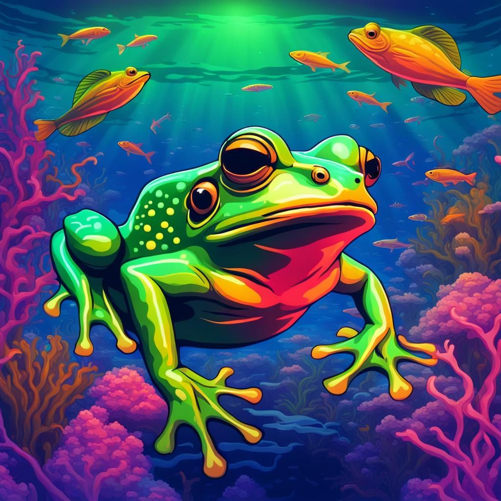 Green Frog's Synthwave Adventure in Atlantis