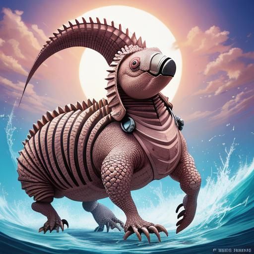 Flamingo Armadillo Hybrid in Anime Style