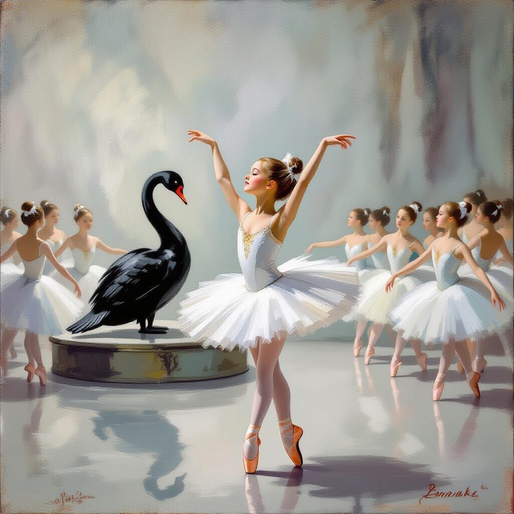 Ballet Performance with Little Ballerina and Black Swan