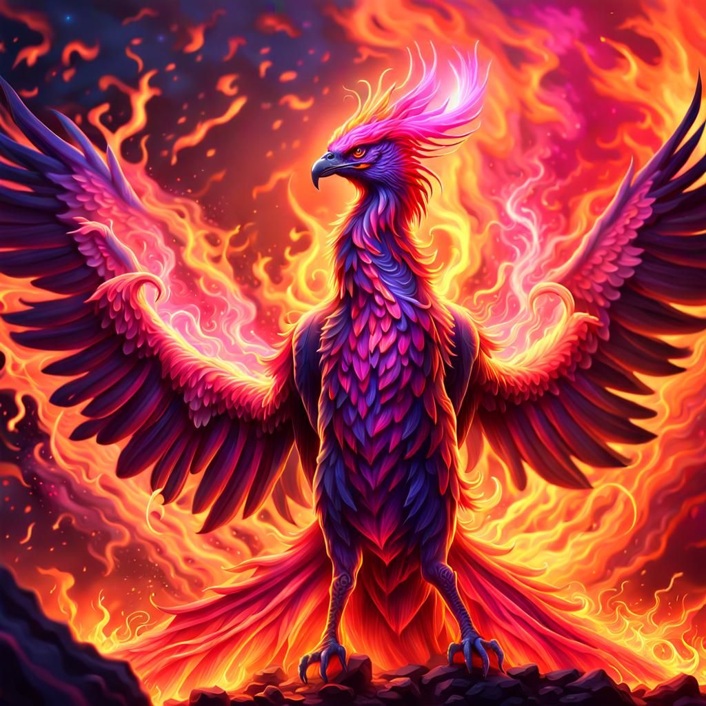 Inferno Phoenix: A Digital Matte Painting