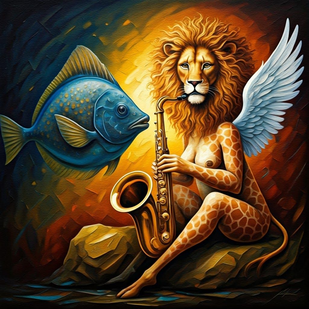Surreal Impasto Artwork Depicts Flounder, Lion-Winged Creatu...