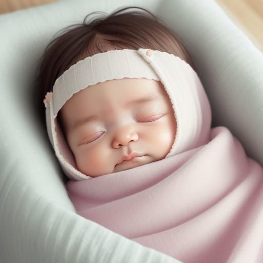 Sleeping Baby Portrait in Pastel Colors