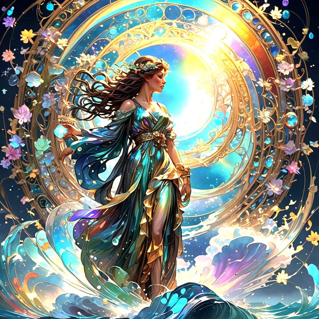 Iridescent Sky Spell in Art Nouveau Style