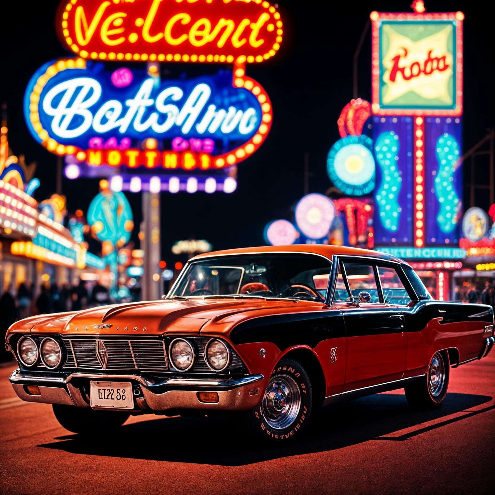 1960s Las Vegas Strip with Classic Cars
