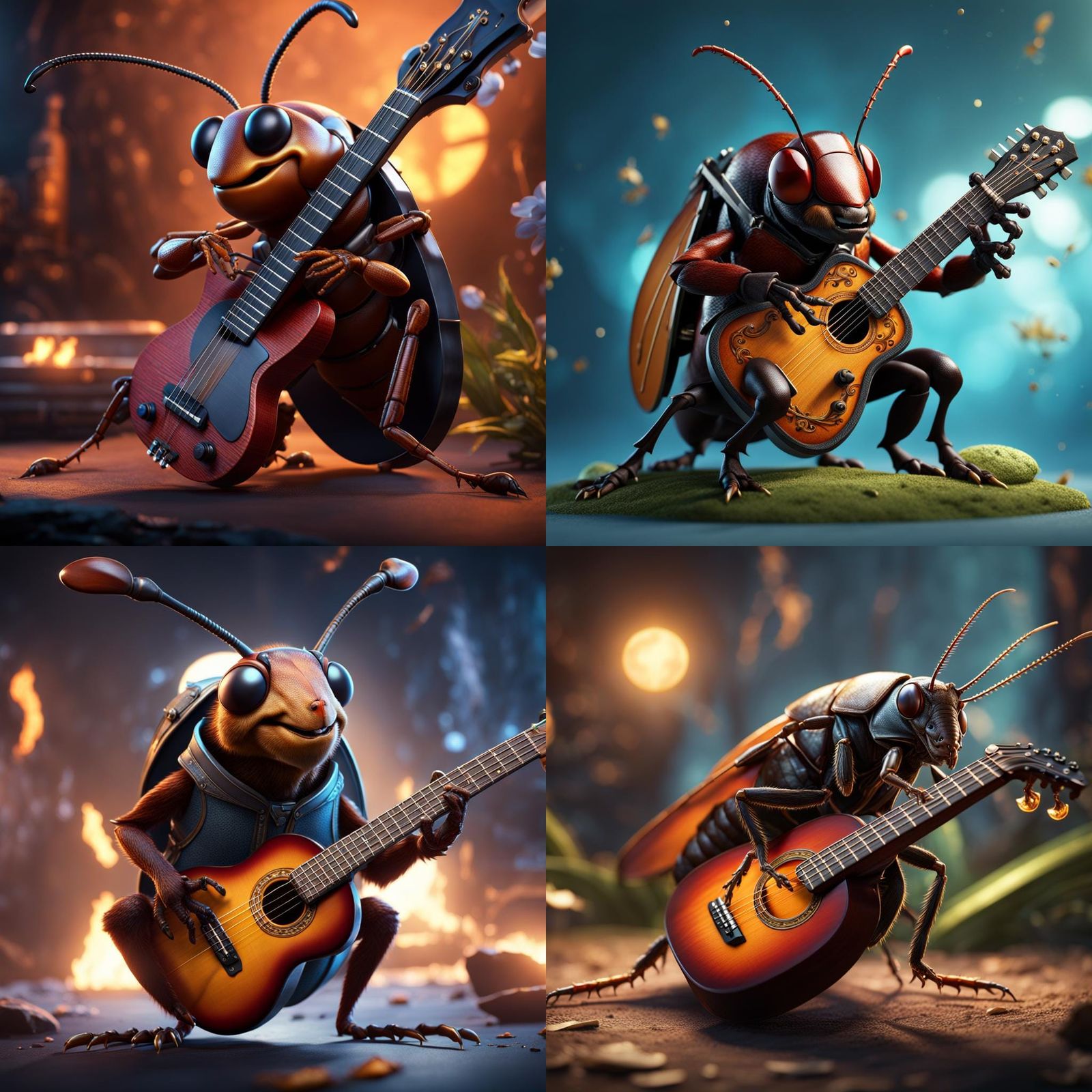 Cockroach Guitarist: Detailed Matte Painting