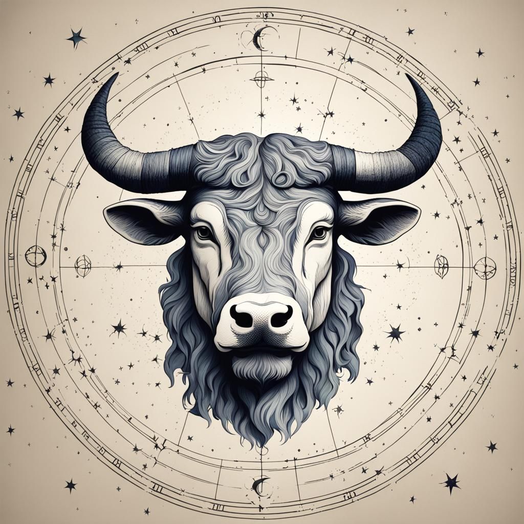 Taurus Zodiac Head in Durer Style