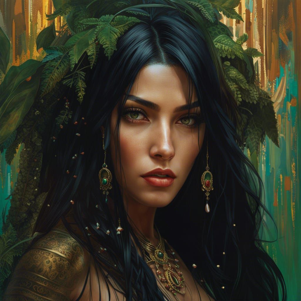 Stunning Portrait of a Woman with Long Black Hair