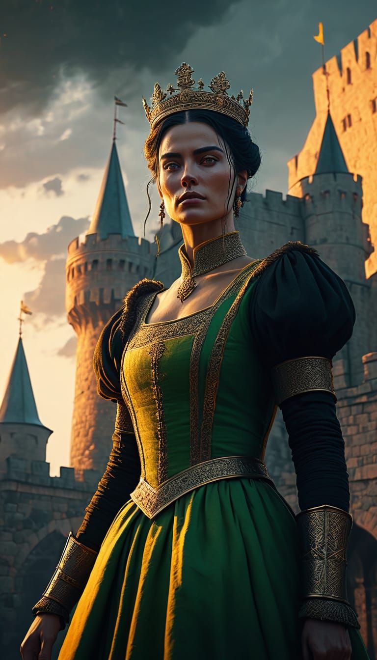 Regal Medieval Fantasy Portrait in Vibrant Digital Art