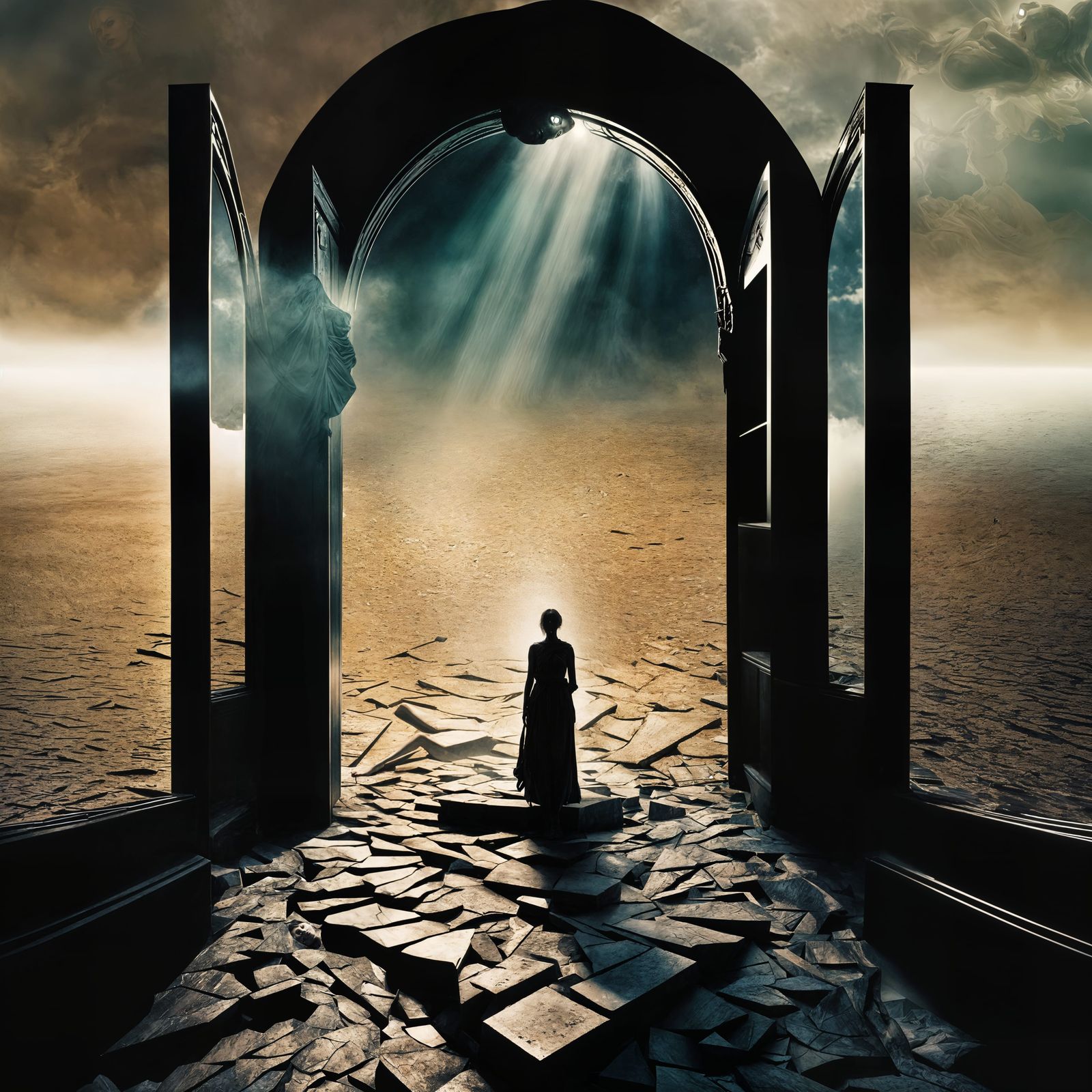 Ethereal Female Form in Prismatic Reflections