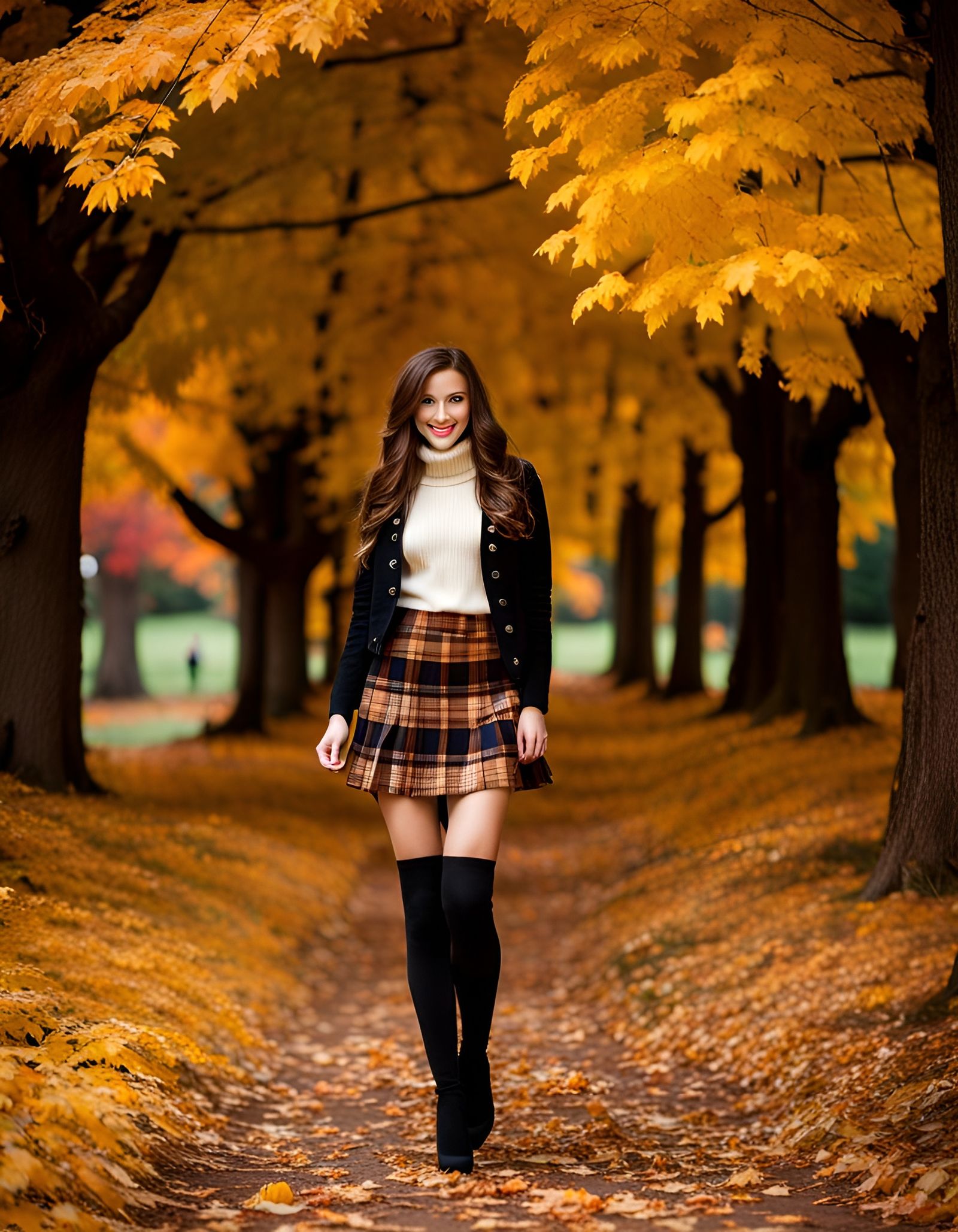 Thanksgiving Scene of a Girl Walking