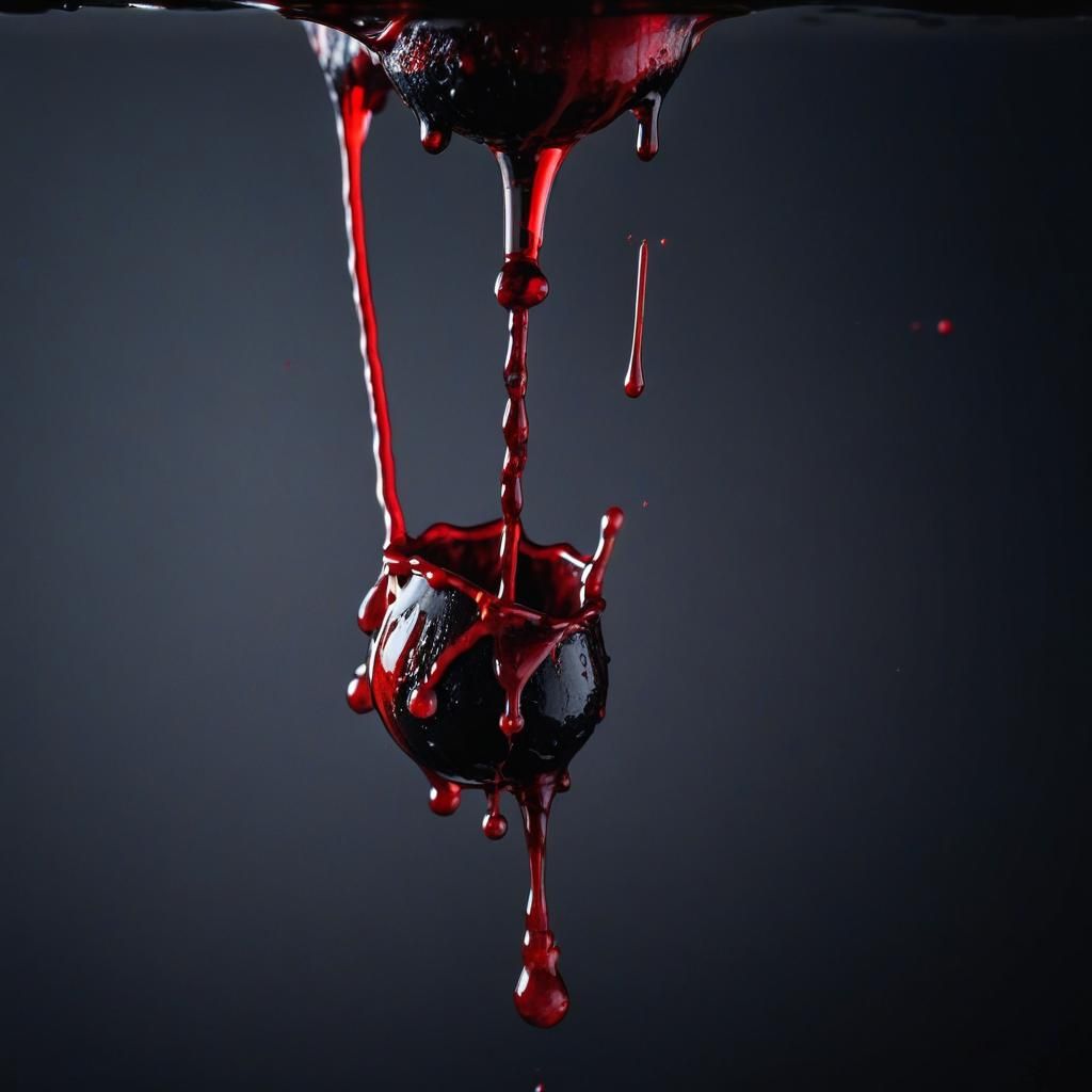 Macro Blood Droplet Impact in Cinematic Lighting