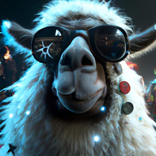 Ozzy Osborne as Llama in Space, Art Nouveau Style