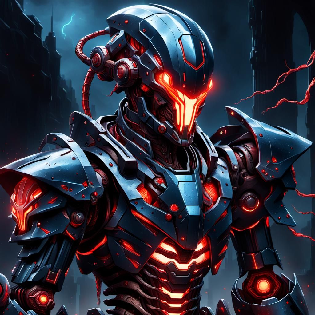 Biomechanical Mecha Concept Art in Dark Fantasy Style