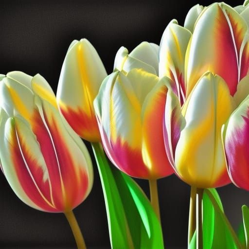 Hyperrealistic Tulips Digital Painting in 8K