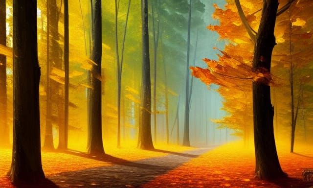 Luminous Yellow Forest in 8k Resolution
