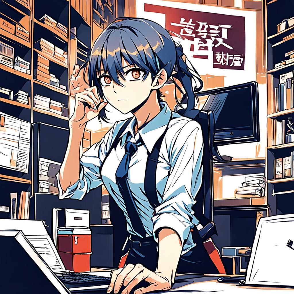 Anime Style Woman Boss: Digital Manga Art