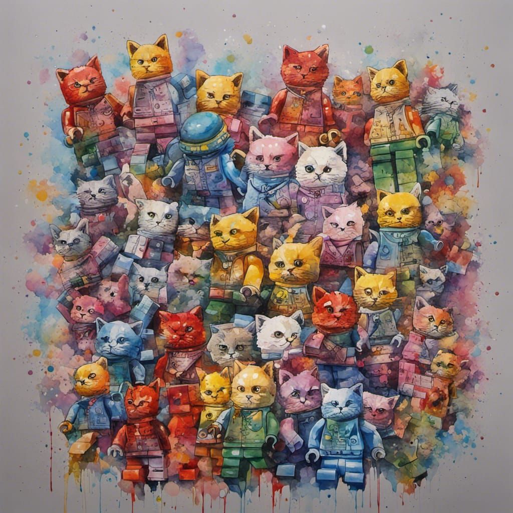 Whimsical Watercolor Kittens Playing Hopscotch in Space