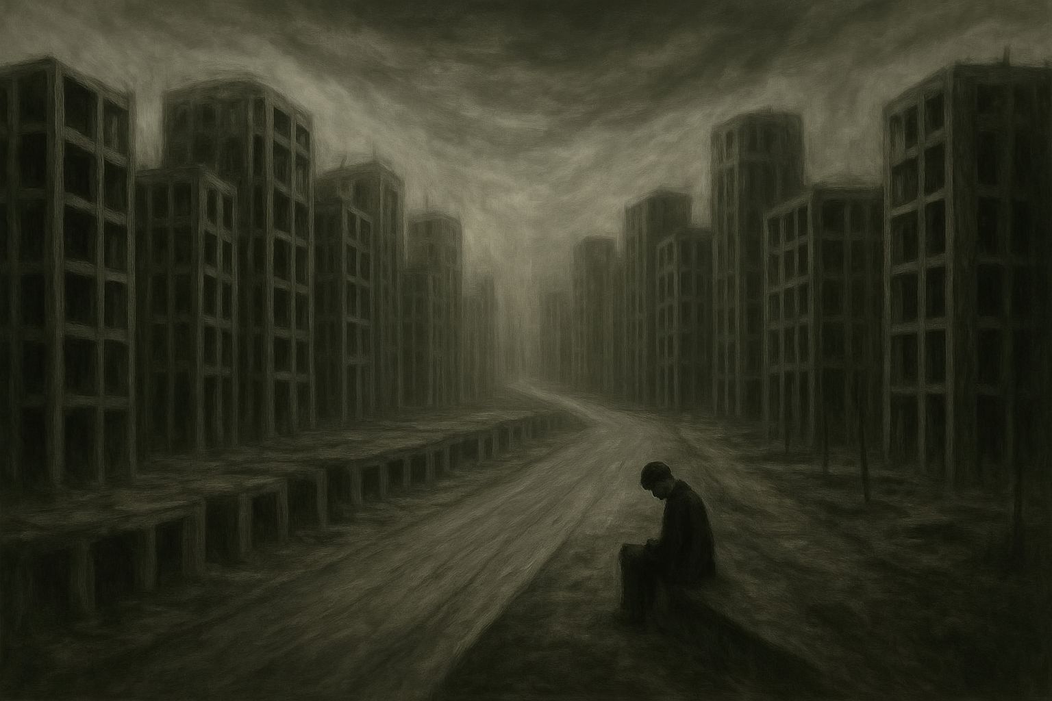 Eerie Cityscape in Painterly Style