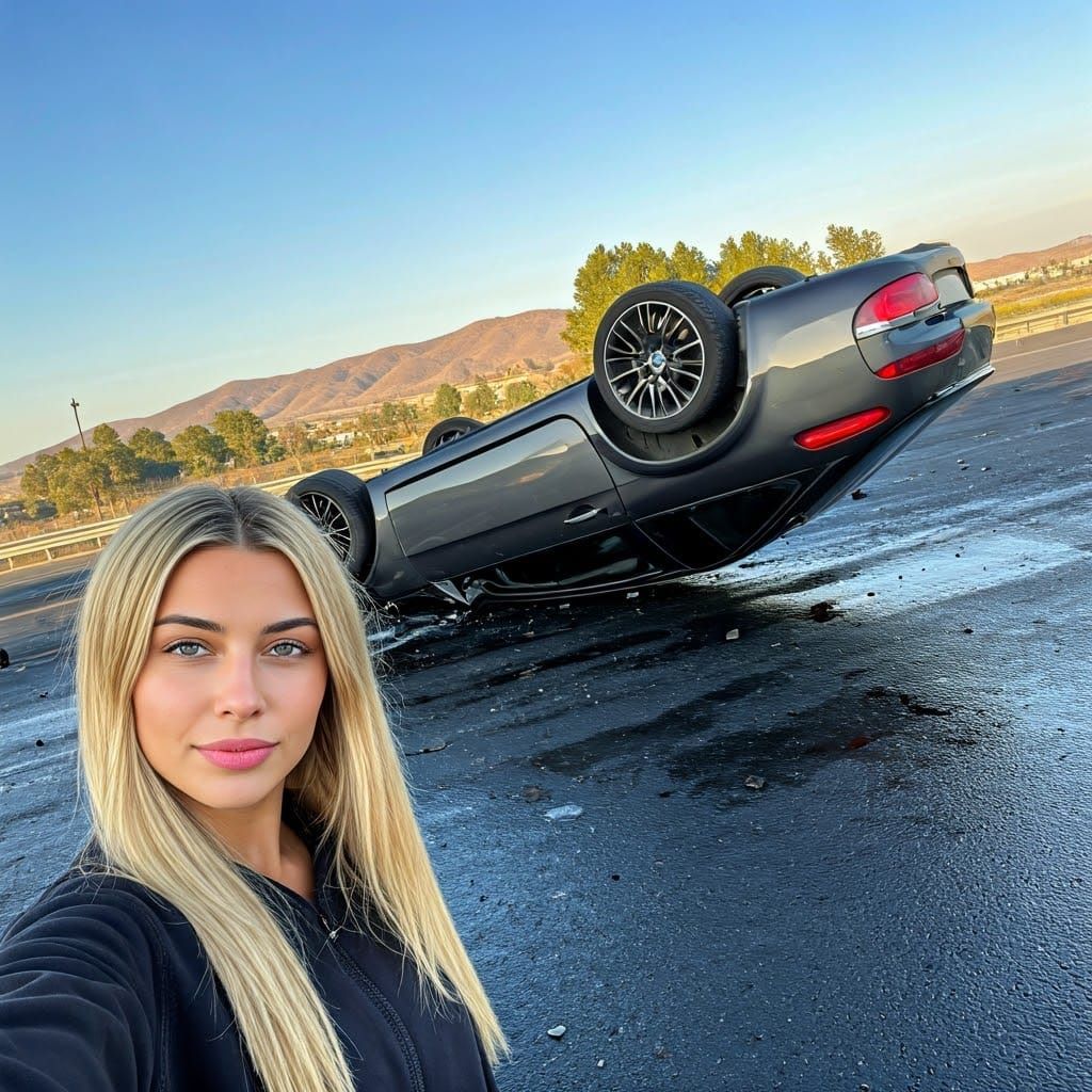 California Crash Scene in a Surreal Selfie