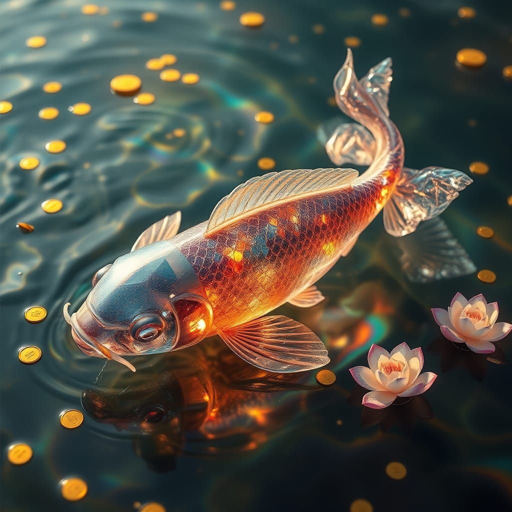 Crystalline Chinese Carp in Surrealist Style
